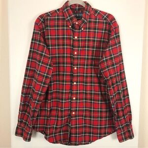 Ralph Lauren Buffalo Plaid Button Down Shirt Men's L Red Green Flannel Christmas